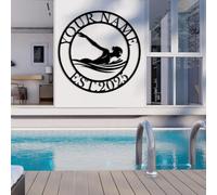 Custom Backyard Pool Sign, Personalized Pool & Patio Sign, Aloha Palm Tree Décor, Dad Gift, Beach House Decoration, Metal Beach,Doorplate Decoration