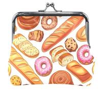Custom Bakery Bread Loaves Prints Leather Coin Pouch Women Girl Buckle Kiss Lock Coin Card Change Wallet
