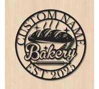 Custom Bakery Metal Wall Art, Personalized Chef Name Sign, Rustic Kitchen Decor, Bread Lover Gift, Farmhouse Bakery Sign, Home Baking Wall Hanging, Mom's Bakery Plaque (Style-2)