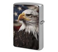 Custom Bald Eagle US Flag Lighter Case Personalized Metal Lighter Cover Holder Reusable Shockproof Protective Lighters Without Insert Gift for Men Women Dad Husband