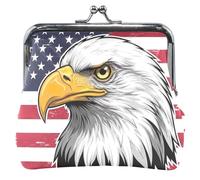 Custom Bald Eagles American Flag Cute Coin Purse for Women Leather Kiss Lock Small Change Purse for Girls