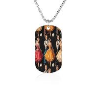 Custom Ballroom Dance Small Pattern Dog Tag Necklace 23.6" Chain Personalized Photo Pendant for Men Women Stainless Steel Memorial Picture Couple Necklace Jewelry Keepsake Bereavement Sympathy Gifts