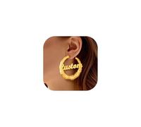 Custom Bamboo Earrings for Women Girls 18K Gold Plated Personalized Customized Earrings