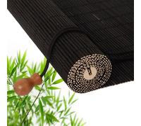 Custom Bamboo Roller Blinds for Windows Indoor Outdoor, 45 50 55 60 65 70 75 80 85 90 95 100 105 110 115 120 125 130 135 140 145 150 155 160 cm Wide Bamboo Shades Easy To Install(A-Black)