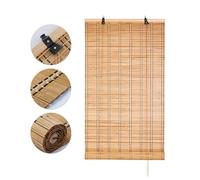 Custom Bamboo Roller Blinds - Window Shades 50-160cm Wide, 85% Blackout, Anti-UV Protection for Bedroom, Garden, Deck, Patio - Retro Curtains Easy to Install