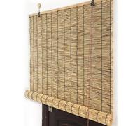 Custom Bamboo Roller Shades for Patio Outdoor Blackout Blinds Insulated Shades Size: 53x87in Wood Color Perfect for Sun Protection