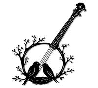 Custom Banjo Metal Wall Art -Personalized Metal Wall Art - Rustic Folk Instrument Decor with nature Design, Country Style Wall Hanging for Home, Studio or Cafe - Gift for Music Lovers (Style-E)