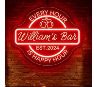 Custom Bar Neon Sign 3D Engraved Home Bar LED Light Wall Decor Customized Bar Name Light Sign for Beer Whiskey Cocktail Pub Man Cave Personalized Gifts For Him
