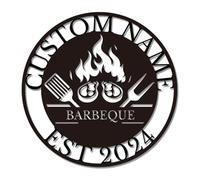Custom Barbecue Metal Wall Art, Personalized Metal Barbecue Wall Sign,Metal BBQ Sign, Your Barbecue Name Sign, Kitchen Backyard Decor,Barbecue Sign for Outdoor, Barbecue Wall Art Decor (Style-4)