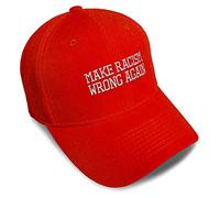 Custom Baseball Cap Make Racism Wrong Again Silver Embroidery Strap Closure, Red, One size
