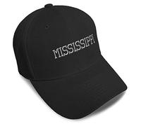 Custom Baseball Cap Mississippi State USA America Embroidery Strap Closure, Black, One size