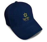 Custom Baseball Caps for Men & Women Embroidered Hebrew Israel Star of David B Embroidery Acrylic, Navy Design Only, One size