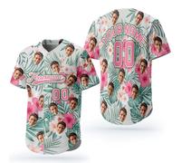 Custom Baseball Jersey Add Your Name Number Logo Personalized Hawaiian Shirt with Faces Uniform for Men Women Youth