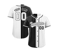 Custom Baseball Jersey for Men - Personalised with Name & Number, Breathable Quick-Dry Fabric, Classic Pinstripe Design, Perfect for Team Training or Games - Customisable Mens Jersey Shirt