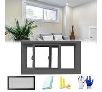 Custom Basement Replacement Window Tempered Glass with Removable Screen 12-40in Sizes Black Sliding Window for Shed Bathroom & Home (22 x 22in)