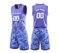 Custom Basketball Jersey, Personalized Your Own Basketball Jersey, Shirt Printed Team Name Number Logo for Men (Color : Blue, Size : One Size)