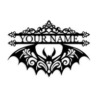 Custom Bat Metal Sign,Personalized Halloween Garden Outdoor Decor,Spooky Themed Home Decor,Bat House Number Metal Address Sign (Style-C)
