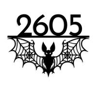 Custom Bat Metal Sign,Personalized Halloween Garden Outdoor Decor,Spooky Themed Home Decor,Bat House Number Metal Address Sign (Style-E)