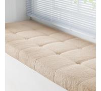 Custom Bay Window Sill Seat Cushion Short Fluffy Plush Wool Fleece Customized Bench Seating Foam Cushion Pad for Indoor Furniture, Reading Nook, Mudroom Entryway, Dining Room Kitchen, Non Slip Bottom