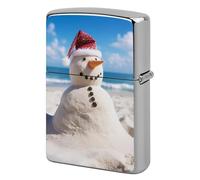 Custom Beach Sandy Snowman Lighter Case Personalized Metal Lighter Cover Holder Reusable Shockproof Protective Lighters Without Insert Gift for Men Women Dad Husband
