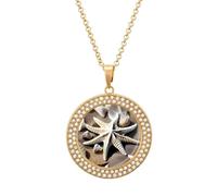 Custom Beach Seashell Starfish Picture Necklace Personalized Circle Chain Pendant Gold/Silver Photo Dog Tag Keepsake Necklaces Hip Hop Memorial Jewelry Gifts for Men Women, One Size, Titanium Steel