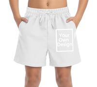 Custom Beach Shorts with Your Photo/Text/Logo,Personalised Beach Board Shorts Sun Protection Sports Trunks Swimsuit Swim Short for Boys Casual Swimming Short Gift for Sons Friends White