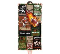 Custom Beach Towel with Name, 30 x 60 Inches, Football Beach Towel for Kids Adult - Soft & Absorbent