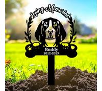 Custom Beagle Dog Memorial Grave Marker Metal Art,Personalized Pet Name Memorials Burial Stake,Customized Plaques for Loss of Dogs Sympathy Gifts,Pets Tombstone for Cemetery Garden Lawn Courtyard Yard