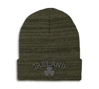Custom Beanies for Men Ireland Shamrock Gray Irish St Patrick's Skull Cap Winter Hats for Women One Size, Heather Olive Green Design Only, One size
