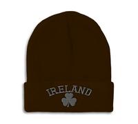 Custom Beanies for Men Ireland Shamrock Gray Irish St Patrick's Skull Cap Winter Hats for Women One Size, Brown Design Only, One size