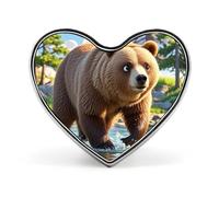 Custom Bear Crossing The River Lapel Pin Aluminum Alloy Button Badge Personalized Heart Exquisite Brooch Classic Mini Pin for Backpacks Hat Suit Jacket Decoration