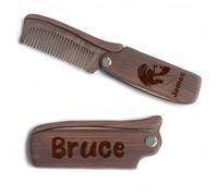 Custom Beard Comb Gift For Men - Personalized Engraved Wood Folding Comb & Pouch, Mustache & Hair Care - Father's Day, Christmas, Wedding Gift