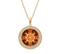Custom Beautiful Flame Pattern Picture Necklace Personalized Circle Chain Pendant Gold/Silver Photo Dog Tag Keepsake Necklaces Hip Hop Memorial Jewelry Gifts for Men Women, One size, Titanium Steel