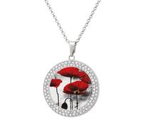 Custom Beautiful Flower Picture Necklace Personalized Circle Chain Pendant Gold/Silver Photo Dog Tag Keepsake Necklaces Hip Hop Memorial Jewelry Gifts for Men Women, One size, Titanium Steel
