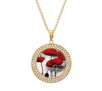 Custom Beautiful Flower Picture Necklace Personalized Circle Chain Pendant Gold/Silver Photo Dog Tag Keepsake Necklaces Hip Hop Memorial Jewelry Gifts for Men Women, One size, Titanium Steel