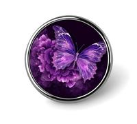 Custom Beautiful Purple Butterfly Floral Lapel Pin Aluminum Alloy Button Badge Personalized Exquisite Brooch Classic Mini Pin 1 Inch for Backpacks Hat Suit Jacket Clothing Decoration