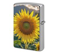 Custom Beautiful Sunflower Lighter Case Personalized Metal Lighter Cover Holder Reusable Shockproof Protective Lighters Without Insert Gift for Men Women Dad Husband
