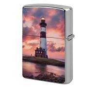 Custom Beauty Lighthouse Lighter Case Personalized Metal Lighter Cover Holder Reusable Shockproof Protective Lighters Without Insert Gift for Men Women Dad Husband