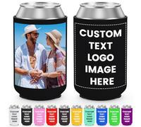 Custom Beer Can Cooler Sleeve, 20 pcs Customized Can Cooler Personalised Beverage Insulator with Photo Text LOGO for Wedding, Birthday, Party