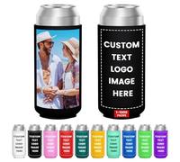 Custom Beer Can Coolers Sleeve, 16 oz Customize Can Cooler with Photo Text LOGO Personalized Beverage Insulator for Wedding, Birthday, Party