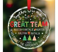 Custom Best Team Ever Glass Christmas Ornament 2025, Together We Make A Great Team Ornaments, Personalized Names Work Teams Xmas Tree Ornament, Employee Keepsake, Coworker Thank You Appreciation Gift