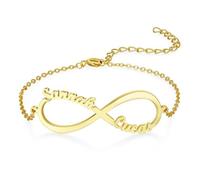 Custom BFF Names Infinity Bracelet, Personalized Matching Friendship Bond Bracelets with 1 2 3 4 Names, 18K Gold Plated Promise Jewelry for Friends (Gold)
