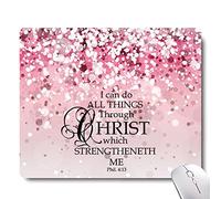 Custom Bible Verse Pink Sparkles Glitter Pattern Design Mouse Pad by MP MPAD PCASE