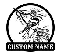 Custom Bird Metal Sign, Personalized Sparrow Name Sign,Cute Black Capped Chickadee Metal Wall Art,Personalized Sign, Sparrow Home Decor, Custom Sparrow, Sparrow Bird, Nature, Birds (Style-4)