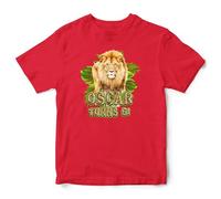 Custom Birthday Lion T Shirt for Boys Personalise Name Age Safari Jungle Kids Tee, 7-8 Years, Red