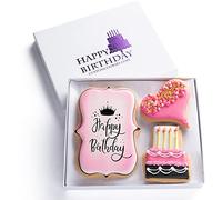 Custom Birthday Sugar Cookies in Gift Box - Kosher, Hand Decorated Treats for Women