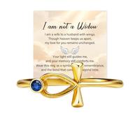 Custom Birthstone Ankh Ring for Loss of Husband, Personalized Memorial Cross Ring for Women, Remembrance Sympathy Jewelry Gift for Loss Of Loved One