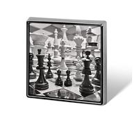 Custom Black And White Chess Lapel Pin Aluminum Alloy Button Badge Personalized Exquisite Brooch Classic Mini Pin 0.7" X 0.7" Inch for Backpacks Hat Suit Jacket Clothing Decoration