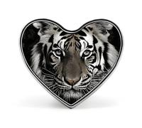 Custom Black And White Tiger Lapel Pin Aluminum Alloy Button Badge Personalized Heart Exquisite Brooch Classic Mini Pin for Backpacks Hat Suit Jacket Decoration