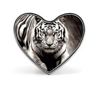 Custom Black And White Tiger Lapel Pin Aluminum Alloy Button Badge Personalized Heart Exquisite Brooch Classic Mini Pin for Backpacks Hat Suit Jacket Decoration